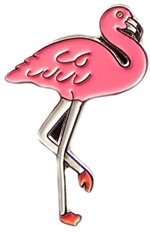 Vogel-Brosche aus Metall und Emaille – rosa Flamingo