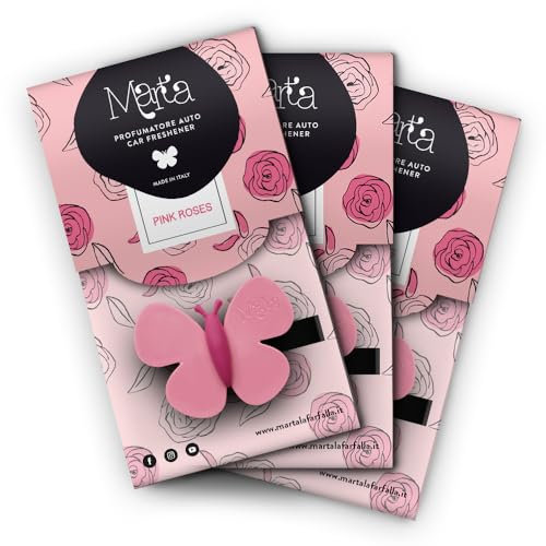 Marta die Schmetterling Pink Roses Packungen 3PZ – Duftspender/Lufterfrischer für Auto und Umgebungen.
