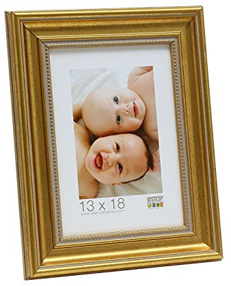 Deknudt Frames S45HA1 Cadre Photo avec Filet Résine Doré/Perlé 40 x 60 cm