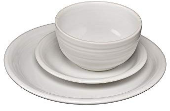Fiesta® Bistro Coupe 3-Piece Dinnerware Set – Durable Ceramic, Lead-Safe, Dishwasher/Microwave/Oven Safe – Made in USA Dinnerware - White
