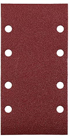 kwb Schleifstreifen 93x185 mm aus Edelkorund mit Körnung 40, 60, 80, 120, werkzeugloser Wechsel, Vollkunstharz-Verleimung und verstärkter Papierträger für den groben Schliff von Holz und Metall