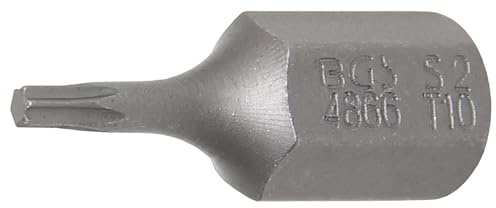 BGS 4866 | Bit | Außensechskant 10 mm (3/8) | T-Profil (für Torx) T10 | Länge 30 mm | Chrom-Vanadium-Stahl (S2)