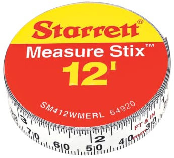 Starrett Maßband Stix 4M - SM412WMERL Präzisionsstahl imperiale und metrische Messung - Heimwerker Rechts-nach-links-Leseband