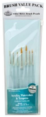 Value Pack Brush Sets-Gold Taklon Detail 7/Pkg