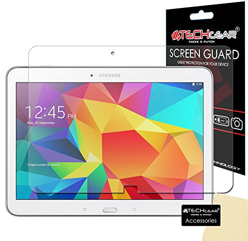 TECHGEAR Protection d'Écran pour Galaxy Tab 4 10.1, Film de Protection Écran Ultra Clair avec Chiffon de Nettoyage et Carte d'Application Compatible pour Samsung Galaxy Tab 4 10.1 Pouces (SM-T530)