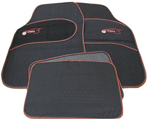 Universal Rot Besatz Schwarz Teppich Tuch Car Mats Set of 4 Kompatibel mit Audi 100 90 A3 A4 A5 A6 Q5
