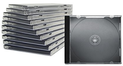ENERGMiX CD Jewelcase/CD Hüllen/CD Leer Hüllen für 1 CD/DVD, transparent, Tray schwarz (10mm) 100 Stück im Karton