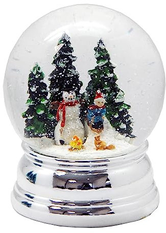 Minium Collection Schneekugel Schneemann mit geschwungenem Silber-Sockel groß Winter 20137