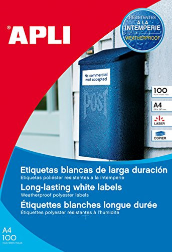 APLI 131827 Etikette Polyester, weiß