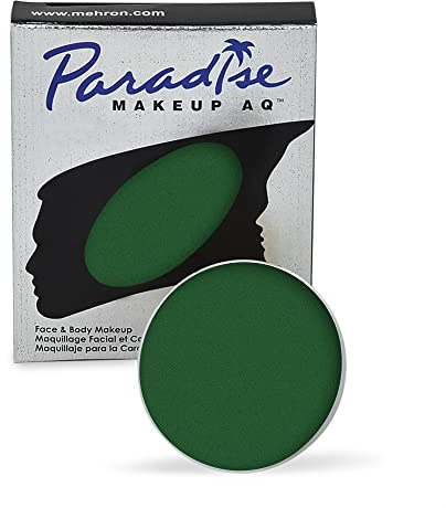 Mehron Makeup Paradise Makeup Aq Refill Size Stage & Screen Performance, Face & Body Painting, Beauty, Cosplay, And Halloween Water Activated Face Paint, Body Paint .25 Oz 7 Ml Dark Green