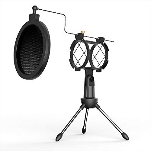 OKEBA Studio Condenser Mic Microphone Shock Mount With Metal Wind Screen Pop Filter Mask Shield For Recording