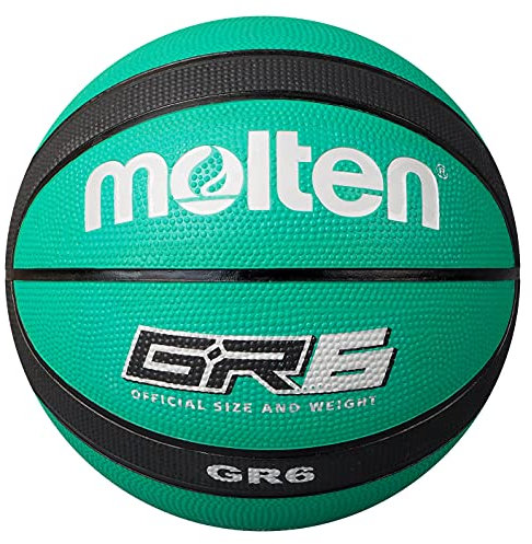 Molten GR Basketball, Indoor/Outdoor, Premium Gummi, Größe 6, Impact Colour Green/Black, Suitable for Boys Age 12, 13, 14 and Girls Age 14 & Adult (BGR6-GK)