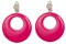 WIDMANN 05839 - Paar Ohrringe für Damen Erwachsene, 80er Jahre, Disco, Neon, Karneval, Mottoparty, Farbe Fluoreszierend Rosa