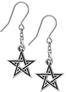 Alchemy Gothic Black Star Earrings Ohrhänger silberfarben