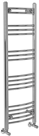 Warmehaus Curved Bathroom Heated Towel Rail Radiator Rad Central Heating Ladder Warmer 1200 x 400 mm Chrome