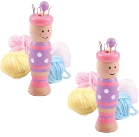 Bigjigs Wooden French Knitting Dolls, Beginners Craft Kit with Wood Needle