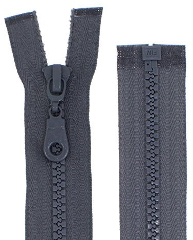 FIM Reißverschluss Plastik Zähne Nr.5 mittelgrob Teilbar für Jacken Farbe: 31 - dunkelgrau(312), 80cm lang