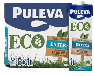 Puleva Leche Ecológica Entera Bio - Pack 6 x 1 L - Total: 6 L