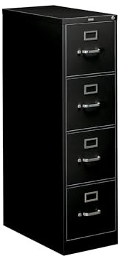 HON 4 Drawer Vertical File Cabinet with Lock, Metal Filing Cabinets with 4 Drawers for Hanging Files and Letter Files, 26.5 Deep, Black