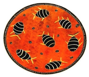 Hecha a mano de piedra frutero naranja diseño de peces 10 25 cm comercio justo