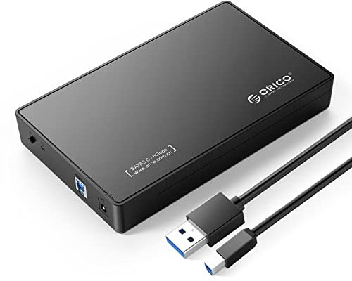 ORICO USB 3.0 External Hard Drive Enclosure for 3.5/2.5 Inch SATA Hard Drives/SSD Up to 20 TB, 3.5'' Tool-Free HDD Enclosure with 12V/2A Power Supply and UASP Acceleration (3588US3)