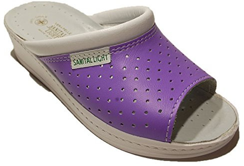 Sanital Light Ciabatta Ciabatte Pantofola Pantofole Donna Viola Sanitaria Sanitarie Aperta Aperte in Pelle Made in Italy Art1251 (37)