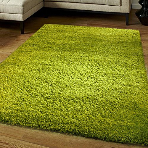 think-louder Shaggy Rug Runner Non Shed Carpet Thick & Soft in With Non Slip Gripper Underlay - LIME GREEN80 x 150 cm
