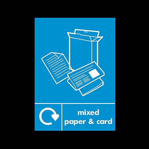 Mixed Paper & Card Recycling Sticker/Self Adhesive Sign - Environment/Reduce CO2 / Green World/Bins