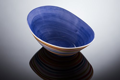 Bassano Ausgefallene italienische Keramik ovale Schale mit Streifen M blau 30x21