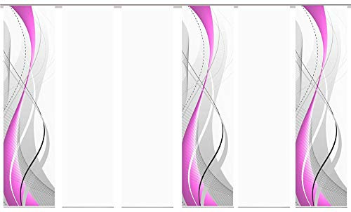 wohnfuehlidee 6er-Set Flächenvorhang, Deko Blickdicht, WuXi, Höhe 245 cm, 3X Dessin / 2X Uni Blickdicht / 1x Uni transparent, Fb. Beere/weiß