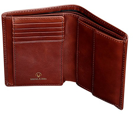 Cronus & Rhea - Geldbörse mit Münzfach aus Leder - Modell: Charon - Mit Geschenkbox - Geldbeutel Brieftasche Portemonnaie Geldklammer (Dunkelbraun)