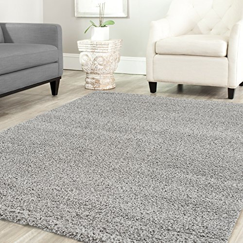 Shaggy Teppich Farbe Hochflor Langflor Teppiche Modern Uni Farben, Farbe:Grau, Maße:150 cm Quadrat