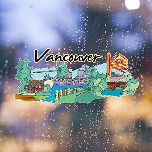 Kanada Geschmack Vancouver Landschaft und Landmark Watercolor Bild Abnehmbare Wand Sticker Kunst Aufkleber Wandbild DIY Tapete für Raum Aufkleber 80cm