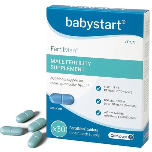 Babystart Fertility Supplements for Men - FertilMan 30 Tablets, 1 Month Supply, Male Fertility Vitamins with Zinc, Folic Acid and Vitamin D for Conception, Immune Support - Mens Health Supplement