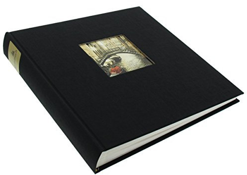 goldbuch 24 897 Fotoalbum mit Bildausschnitt, Bella Vista Schwarz, Erinnerungsalbum im Format 25 x 25 cm, Foto Album 60 weiße Seiten mit Pergamin-Trennblättern, Fotobuch mit Leineneinband, Noir