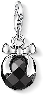 Thomas Sabo Damen Charm-Anhänger Kugel mit Schleife Schwarzer Stein Charm Club 925 Sterling Silber 0868-023-11