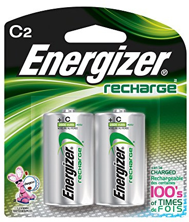Energizer e2 C2 NiMH Rechargeable Batteries, C, 2/pack - Pack of 6 Total of 12 Batteries