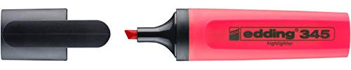 edding 345 Textmarker - rot - 1 Highlighter - Keilspitze 2-5 mm - ideal für leuchtende Markierungen und Hervorhebung von Textpassagen und Notizen