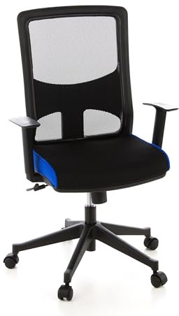 hjh OFFICE 653110 Bürostuhl LAVITA Stoff/Netz Schwarz/Blau Drehstuhl ergonomische Rückenlehne, Armlehnen verstellbar