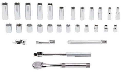 Stanley Proto J52220XL 3/8-Inch Drive Metric Combination Socket, Set, 6 Point, 29-Piece
