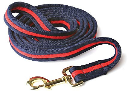 Hy Soft Webbing Lead Rein without Chain - Navy/Red - 2m