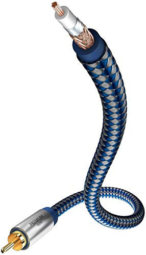inakustik – 00408021 – Premium Mono-Subwooferkabel | Für kraftvollen und dynamischen Bass dank eines hohen Kupfergehaltes | 2,0m in Blau/Silber | 2-fache Abschirmung - Vollmetallstecker - moderner Geflechtschirm
