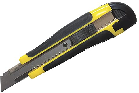 DONAU 7948001PL-99 Profi-Cutter/Sicherheitscutter, Gummigriff mit Sicherheitsarretierung , gelb/schwarz