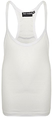 Kids Girls Childrens Vest Top - Racer Vest White 11-12