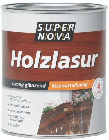 Super Nova Holzlasur Samtig Glänzend 2,5 l Farbwahl, Farbe:Eiche