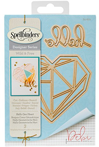 Spellbinders Shapeabilities Hello Geo Heart Die, Metal, Brown, 19.6 x 12.4 x 0.2 cm