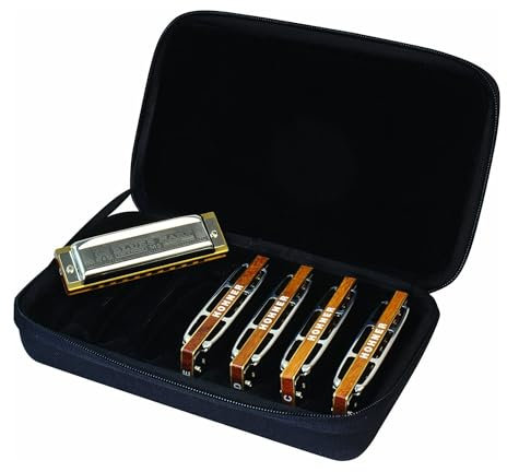 Hohner Blues Harp 5-teiliges diatonisches Mundharmonika-Set mit Etui