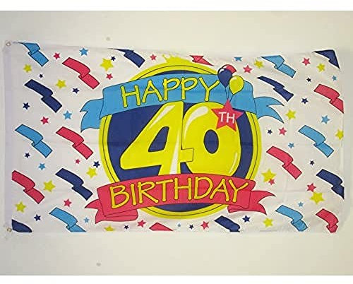 AZ FLAG - Flagge Alles Gute Zum Geburtstag 40 Jahre - 150x90 cm - Happy 40Th Birthday Fahne 100% Polyester mit Messing-Ösen - 110g