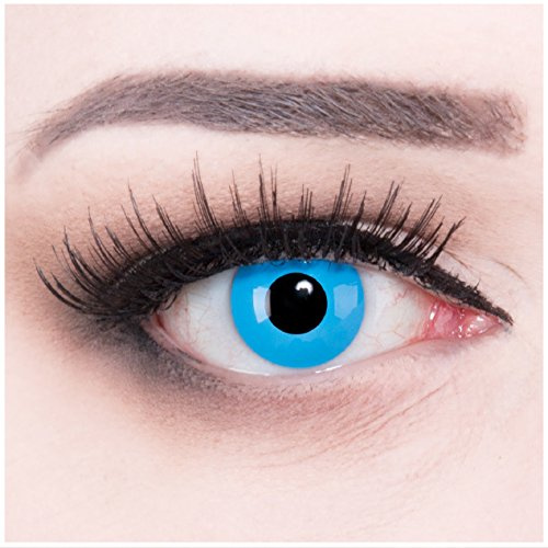 Funnylens ein Paar farbige Crazy Fun sky blue Jahres Kontaktlinsen Ideal zu Halloween, Karneval, Fasching oder Fasnacht mit gratis Kontaktlinsenbehälter ohne Stärke!