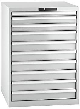 Lista | Schubladenschrank | Stahlblech | HxB 1000 x 717 mm | 10 Schubladen | lichtgrau